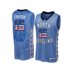 2016 US Flag Fashion 2016 Men's North Carolina Tar Heels Vince Carter #15 College Basketball Jersey - Blue