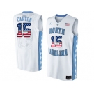 2016 US Flag Fashion 2016 Men's North Carolina Tar Heels Vince Carter #15 College Basketball Jersey - White