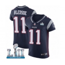 Men's Nike New England Patriots #11 Drew Bledsoe Navy Blue Team Color Vapor Untouchable Elite Player Super Bowl LII NFL Jersey