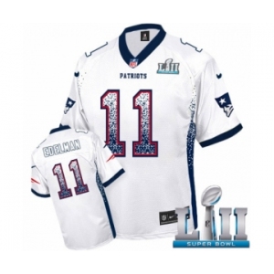 Men's Nike New England Patriots #11 Julian Edelman Elite White Drift Fashion Super Bowl LII NFL Jersey