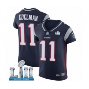 Men's Nike New England Patriots #11 Julian Edelman Navy Blue Team Color Vapor Untouchable Elite Player Super Bowl LII NFL Jersey