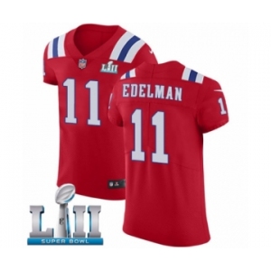 Men's Nike New England Patriots #11 Julian Edelman Red Alternate Vapor Untouchable Elite Player Super Bowl LII NFL Jersey