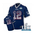 Men's Nike New England Patriots #12 Tom Brady Elite Navy Blue Drift Fashion Super Bowl LII NFL Jersey