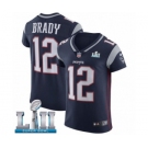 Men's Nike New England Patriots #12 Tom Brady Navy Blue Team Color Vapor Untouchable Elite Player Super Bowl LII NFL Jersey