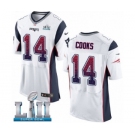 Men's Nike New England Patriots #14 Brandin Cooks Elite White Road Drift Fashion Super Bowl LII NFL Jersey