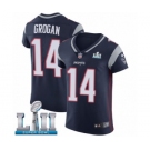 Men's Nike New England Patriots #14 Steve Grogan Navy Blue Team Color Vapor Untouchable Elite Player Super Bowl LII NFL Jersey