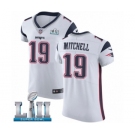 Men's Nike New England Patriots #19 Malcolm Mitchell White Vapor Untouchable Elite Player Super Bowl LII NFL Jersey