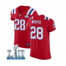 Men's Nike New England Patriots #28 James White Red Alternate Vapor Untouchable Elite Player Super Bowl LII NFL Jersey