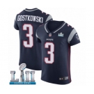 Men's Nike New England Patriots #3 Stephen Gostkowski Navy Blue Team Color Vapor Untouchable Elite Player Super Bowl LII NFL Jersey