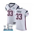 Men's Nike New England Patriots #33 Kevin Faulk White Vapor Untouchable Elite Player Super Bowl LII NFL Jersey