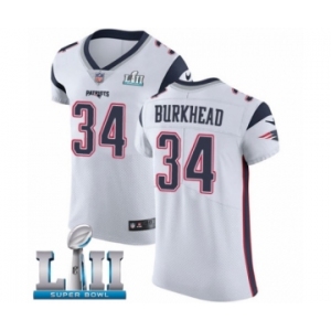 Men's Nike New England Patriots #34 Rex Burkhead White Vapor Untouchable Elite Player Super Bowl LII NFL Jersey