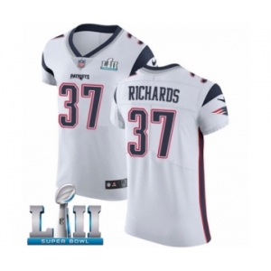 Men's Nike New England Patriots #37 Jordan Richards White Vapor Untouchable Elite Player Super Bowl LII NFL Jersey