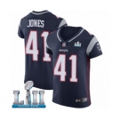 Men's Nike New England Patriots #41 Cyrus Jones Navy Blue Team Color Vapor Untouchable Elite Player Super Bowl LII NFL Jersey