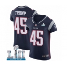 Men's Nike New England Patriots #45 Donald Trump Navy Blue Team Color Vapor Untouchable Elite Player Super Bowl LII NFL Jersey