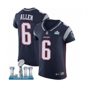 Men's Nike New England Patriots #6 Ryan Allen Navy Blue Team Color Vapor Untouchable Elite Player Super Bowl LII NFL Jersey