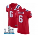 Men's Nike New England Patriots #6 Ryan Allen Red Alternate Vapor Untouchable Elite Player Super Bowl LII NFL Jersey