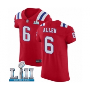 Men's Nike New England Patriots #6 Ryan Allen Red Alternate Vapor Untouchable Elite Player Super Bowl LII NFL Jersey