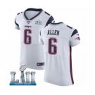 Men's Nike New England Patriots #6 Ryan Allen White Vapor Untouchable Elite Player Super Bowl LII NFL Jersey