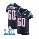 Men's Nike New England Patriots #60 David Andrews Navy Blue Team Color Vapor Untouchable Elite Player Super Bowl LII NFL Jersey