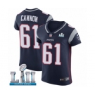 Men's Nike New England Patriots #61 Marcus Cannon Navy Blue Team Color Vapor Untouchable Elite Player Super Bowl LII NFL Jersey