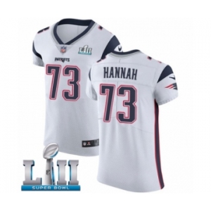 Men's Nike New England Patriots #73 John Hannah White Vapor Untouchable Elite Player Super Bowl LII NFL Jersey