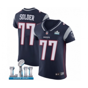 Men's Nike New England Patriots #77 Nate Solder Navy Blue Team Color Vapor Untouchable Elite Player Super Bowl LII NFL Jersey