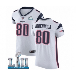 Men's Nike New England Patriots #80 Danny Amendola White Vapor Untouchable Elite Player Super Bowl LII NFL Jersey