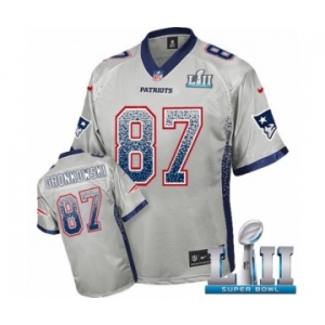 Men's Nike New England Patriots #87 Rob Gronkowski Elite Grey Drift Fashion Super Bowl LII NFL Jersey