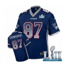 Men's Nike New England Patriots #87 Rob Gronkowski Elite Navy Blue Drift Fashion Super Bowl LII NFL Jersey