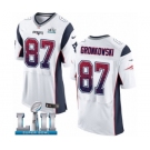 Men's Nike New England Patriots #87 Rob Gronkowski Elite White Road Drift Fashion Super Bowl LII NFL Jersey