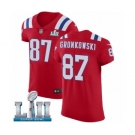 Men's Nike New England Patriots #87 Rob Gronkowski Red Alternate Vapor Untouchable Elite Player Super Bowl LII NFL Jersey