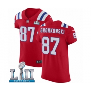 Men's Nike New England Patriots #87 Rob Gronkowski Red Alternate Vapor Untouchable Elite Player Super Bowl LII NFL Jersey