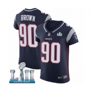Men's Nike New England Patriots #90 Malcom Brown Navy Blue Team Color Vapor Untouchable Elite Player Super Bowl LII NFL Jersey
