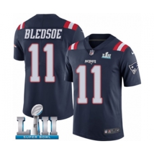 Men's Nike New England Patriots #11 Drew Bledsoe Limited Navy Blue Rush Vapor Untouchable Super Bowl LII NFL Jersey