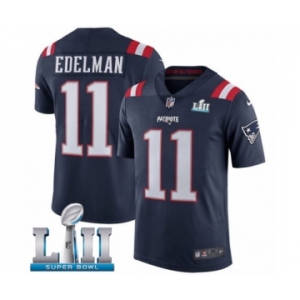 Men's Nike New England Patriots #11 Julian Edelman Limited Navy Blue Rush Vapor Untouchable Super Bowl LII NFL Jersey