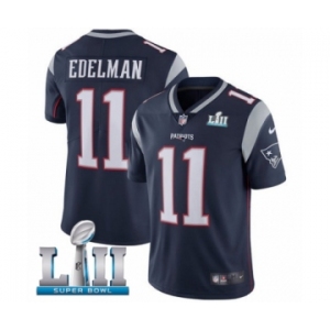 Men's Nike New England Patriots #11 Julian Edelman Navy Blue Team Color Vapor Untouchable Limited Player Super Bowl LII NFL Jersey