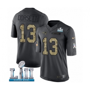Men's Nike New England Patriots #13 Phillip Dorsett Limited Black 2016 Salute to Service Super Bowl LII NFL Jersey