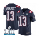 Men's Nike New England Patriots #13 Phillip Dorsett Limited Navy Blue Rush Vapor Untouchable Super Bowl LII NFL Jersey