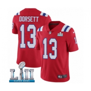Men's Nike New England Patriots #13 Phillip Dorsett Red Alternate Vapor Untouchable Limited Player Super Bowl LII NFL Jersey