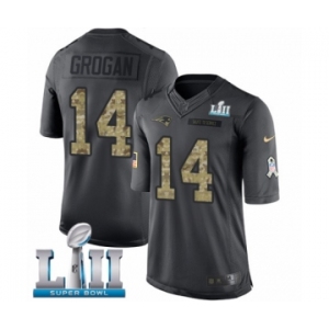 Men's Nike New England Patriots #14 Steve Grogan Limited Black 2016 Salute to Service Super Bowl LII NFL Jersey