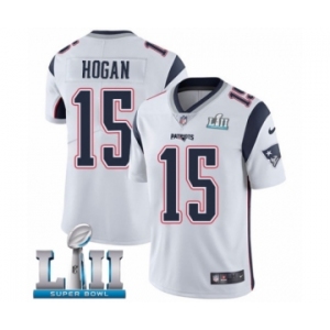 Men's Nike New England Patriots #15 Chris Hogan White Vapor Untouchable Limited Player Super Bowl LII NFL Jersey