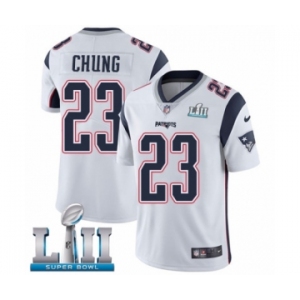 Men's Nike New England Patriots #23 Patrick Chung White Vapor Untouchable Limited Player Super Bowl LII NFL Jersey