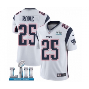 Men's Nike New England Patriots #25 Eric Rowe White Vapor Untouchable Limited Player Super Bowl LII NFL Jersey