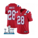 Men's Nike New England Patriots #28 James White Red Alternate Vapor Untouchable Limited Player Super Bowl LII NFL Jersey