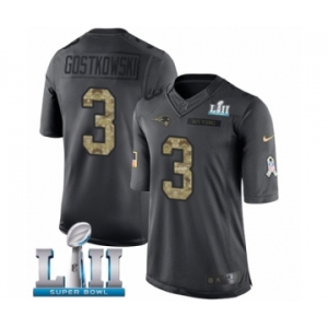 Men's Nike New England Patriots #3 Stephen Gostkowski Limited Black 2016 Salute to Service Super Bowl LII NFL Jersey