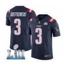 Men's Nike New England Patriots #3 Stephen Gostkowski Limited Navy Blue Rush Vapor Untouchable Super Bowl LII NFL Jersey