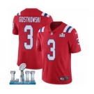 Men's Nike New England Patriots #3 Stephen Gostkowski Red Alternate Vapor Untouchable Limited Player Super Bowl LII NFL Jersey