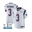 Men's Nike New England Patriots #3 Stephen Gostkowski White Vapor Untouchable Limited Player Super Bowl LII NFL Jersey
