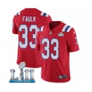 Men's Nike New England Patriots #33 Kevin Faulk Red Alternate Vapor Untouchable Limited Player Super Bowl LII NFL Jersey
