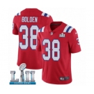 Men's Nike New England Patriots #38 Brandon Bolden Red Alternate Vapor Untouchable Limited Player Super Bowl LII NFL Jersey